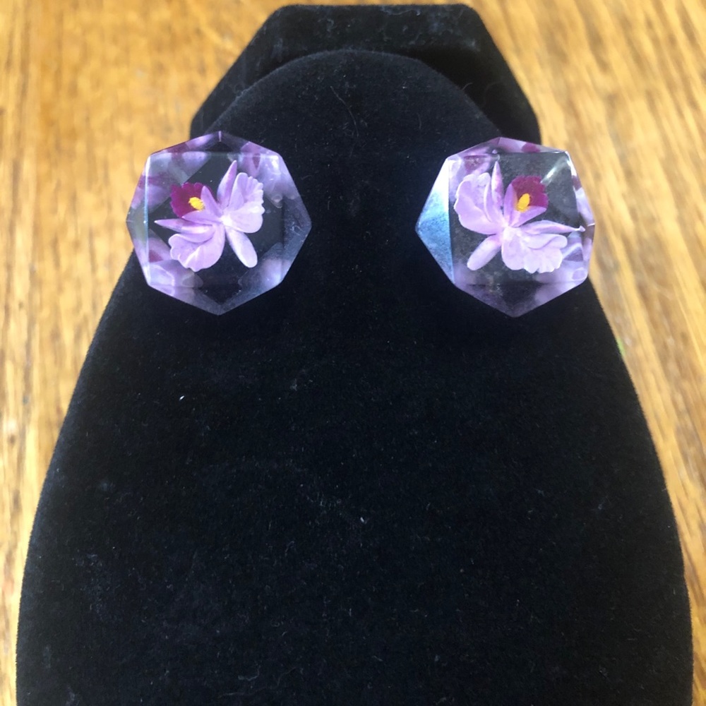 1950’s Earrings. Vintage Earrings. Lucite Earrings